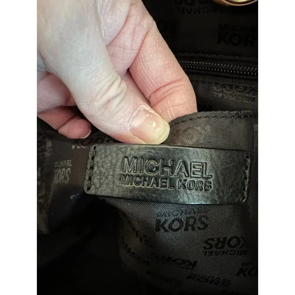 Michael Kors MK Logo Black Canvas Tote Bag Purse Handbag Designer‎